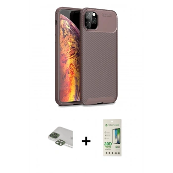 MARSİLYAN™- iPhone 11 Pro Max Kılıf Eksen Form Prime - Siyah 20D Premium Cam Ekran Koruyucu + Pers Alüminyum Kamera Lens - YL