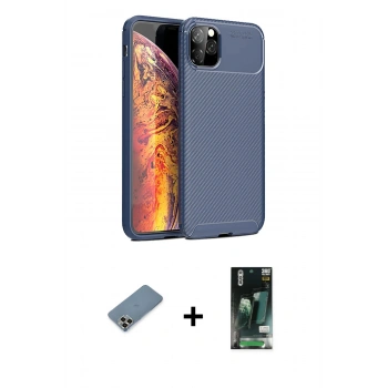 MARSİLYAN™- iPhone 11 Pro Max Kılıf Eksen Form Prime - Siyah 360 Mat Full Body Arka Koruyucu + Metal Kamera Lens Koruma Cam - GD
