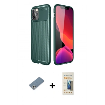 MARSİLYAN™- iPhone 11 Pro Max Kılıf Eksen Form Prime - Siyah 6D Mat Seramik Hayalet Nano Ekran Koruyucu + Metal Kamera Lens Koruma Cam - GS