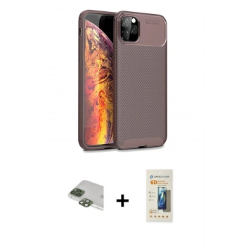 MARSİLYAN™- iPhone 11 Pro Max Kılıf Eksen Form Prime - Siyah 6D Mat Seramik Hayalet Nano Ekran Koruyucu + Pers Alüminyum Kamera Lens - YL