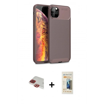 MARSİLYAN™- iPhone 11 Pro Max Kılıf Eksen Form Prime - Siyah 6D Mat Seramik Hayalet Nano Ekran Koruyucu + Pers Alüminyum Kamera Lens - KI