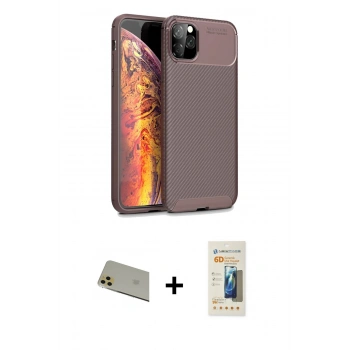 MARSİLYAN™- iPhone 11 Pro Max Kılıf Eksen Form Prime - Siyah 6D Mat Seramik Hayalet Nano Ekran Koruyucu + Rainbow Kamera Lens Koruma Cam - GD