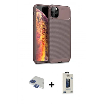 MARSİLYAN™- iPhone 11 Pro Max Kılıf Eksen Form Prime - Siyah Bilvis Hayalet Cam Ekran Koruyucu + Pers Alüminyum Kamera Lens - LT