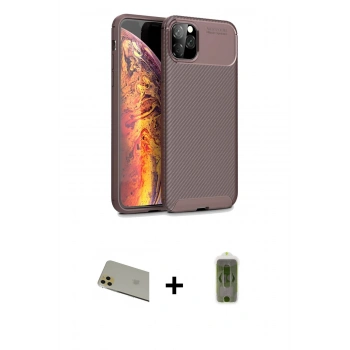 MARSİLYAN™- iPhone 11 Pro Max Kılıf Eksen Form Prime - Siyah Joko Magic 5D Hayalet Cam + Rainbow Kamera Lens Koruma Cam - GD