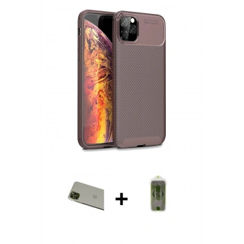 MARSİLYAN™- iPhone 11 Pro Max Kılıf Eksen Form Prime - Siyah Joko Magic 5D Hayalet Cam + Rainbow Kamera Lens Koruma Cam - YL
