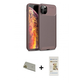 MARSİLYAN™- iPhone 11 Pro Max Kılıf Eksen Form Prime - Siyah Mat Seramik Nano Ekran Koruyucu + Rainbow Kamera Lens Koruma Cam - GD