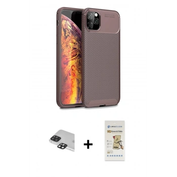 MARSİLYAN™- iPhone 11 Pro Max Kılıf Eksen Form Prime - Siyah Mat Seramik Nano Ekran Koruyucu + Pers Alüminyum Kamera Lens - SH