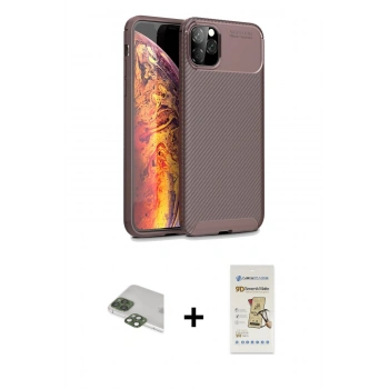 MARSİLYAN™- iPhone 11 Pro Max Kılıf Eksen Form Prime - Siyah Mat Seramik Nano Ekran Koruyucu + Pers Alüminyum Kamera Lens - YL