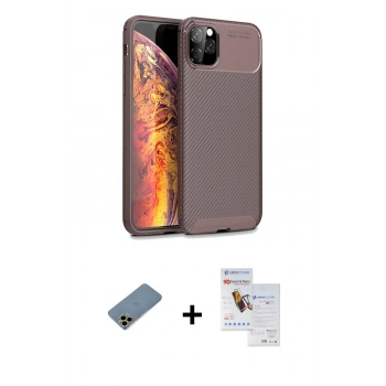 MARSİLYAN™- iPhone 11 Pro Max Kılıf Eksen Form Prime - Siyah Seramik Nano Ekran Koruyucu + Shine Kamera Lens Koruma Cam - GD