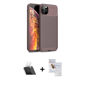 MARSİLYAN™- iPhone 11 Pro Max Kılıf Eksen Form Prime - Siyah Seramik Nano Ekran Koruyucu + Kamera Lens Koruma Cam - SF