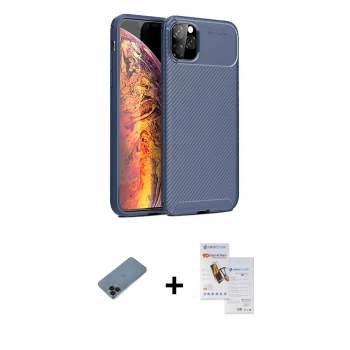 MARSİLYAN™- iPhone 11 Pro Max Kılıf Eksen Form Prime - Siyah Seramik Nano Ekran Koruyucu + Shine Kamera Lens Koruma Cam - SH