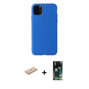 MARSİLYAN™- iPhone 11 Pro Max Kılıf Kozmos Yansıma Özel Seri - Siyah 360 Mat Full Body Arka Koruyucu + Renkli Kamera Lens Koruma Cam - SI