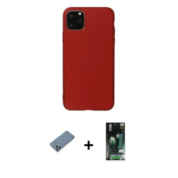 MARSİLYAN™- iPhone 11 Pro Max Kılıf Kozmos Yansıma Özel Seri - Siyah 360 Mat Full Body Arka Koruyucu + Shine Kamera Lens Koruma Cam - SABE