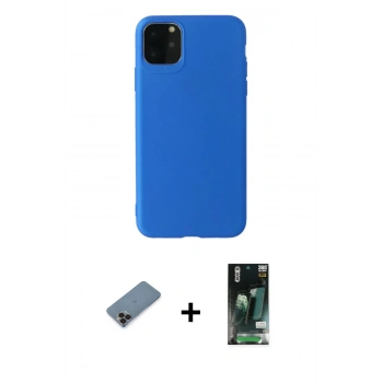MARSİLYAN™- iPhone 11 Pro Max Kılıf Kozmos Yansıma Özel Seri - Siyah 360 Mat Full Body Arka Koruyucu + Metal Kamera Lens Koruma Cam - SH
