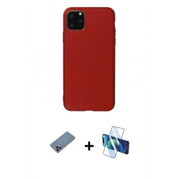 MARSİLYAN™- iPhone 11 Pro Max Kılıf Kozmos Yansıma Özel Seri - Siyah 3D Antistatik Cam Ekran Koruyucu + Shine Kamera Lens Koruma Cam - PE