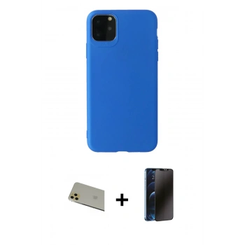 MARSİLYAN™- iPhone 11 Pro Max Kılıf Kozmos Yansıma Özel Seri - Siyah 3D Antistatik Hayalet Cam Ekran Koruyucu + Rainbow Kamera Lens Koruma Cam - GD