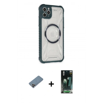 MARSİLYAN™- iPhone 11 Pro Max Kılıf Kutup Modern - Şeffaf 360 Full Body Arka Koruyucu + Shine Kamera Lens Koruma Cam - GI