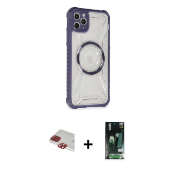 MARSİLYAN™- iPhone 11 Pro Max Kılıf Kutup Modern - Siyah 360 Mat Full Body Arka Koruyucu + Pers Alüminyum Kamera Lens - KI