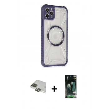 MARSİLYAN™- iPhone 11 Pro Max Kılıf Kutup Modern - Siyah 360 Mat Full Body Arka Koruyucu + Pers Alüminyum Kamera Lens - YL