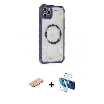 MARSİLYAN™- iPhone 11 Pro Max Kılıf Kutup Modern - Siyah 3D Antistatik Seramik Nano Ekran Koruyucu + Renkli Kamera Lens Koruma Cam - TU