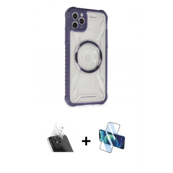 MARSİLYAN™- iPhone 11 Pro Max Kılıf Kutup Modern - Siyah 3D Antistatik Seramik Nano Ekran Koruyucu + Kamera Lens Koruma Cam - SF