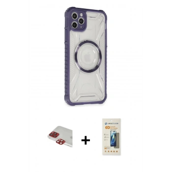 MARSİLYAN™- iPhone 11 Pro Max Kılıf Kutup Modern - Siyah 6D Mat Seramik Hayalet Nano Ekran Koruyucu + Pers Alüminyum Kamera Lens - KI