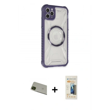 MARSİLYAN™- iPhone 11 Pro Max Kılıf Kutup Modern - Siyah 6D Mat Seramik Hayalet Nano Ekran Koruyucu + Rainbow Kamera Lens Koruma Cam - YL