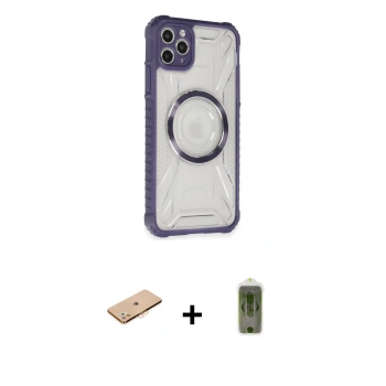 MARSİLYAN™- iPhone 11 Pro Max Kılıf Kutup Modern - Siyah Joko Magic 5D Hayalet Cam + Renkli Kamera Lens Koruma Cam - TU