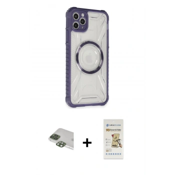 MARSİLYAN™- iPhone 11 Pro Max Kılıf Kutup Modern - Siyah Mat Seramik Nano Ekran Koruyucu + Pers Alüminyum Kamera Lens - YL