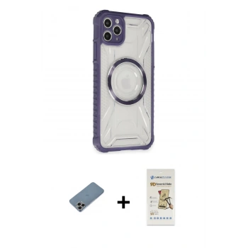 MARSİLYAN™- iPhone 11 Pro Max Kılıf Kutup Modern - Siyah Mat Seramik Nano Ekran Koruyucu + Shine Kamera Lens Koruma Cam - GI