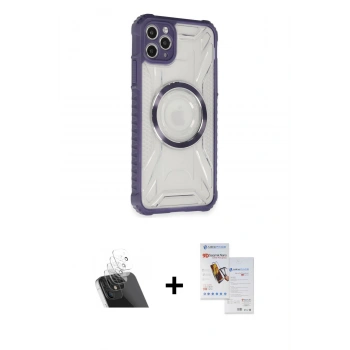 MARSİLYAN™- iPhone 11 Pro Max Kılıf Kutup Modern - Siyah Seramik Nano Ekran Koruyucu + Kamera Lens Koruma Cam - SF