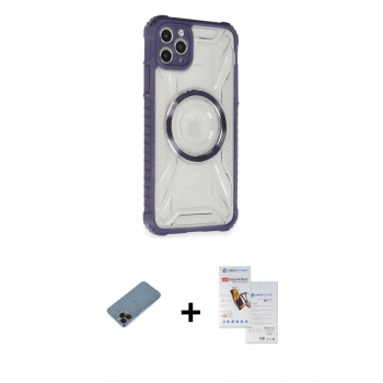 MARSİLYAN™- iPhone 11 Pro Max Kılıf Kutup Modern - Siyah Seramik Nano Ekran Koruyucu + Shine Kamera Lens Koruma Cam - SH