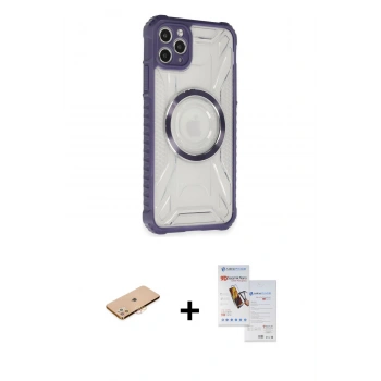 MARSİLYAN™- iPhone 11 Pro Max Kılıf Kutup Modern - Siyah Seramik Nano Ekran Koruyucu + Renkli Kamera Lens Koruma Cam - TU