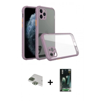 MARSİLYAN™- iPhone 11 Pro Max Kılıf Nova Asil Özel Seri - Şeffaf 360 Full Body Arka Koruyucu + Pers Alüminyum Kamera Lens - YL
