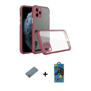 MARSİLYAN™- iPhone 11 Pro Max Kılıf Nova Asil Özel Seri - Siyah 18D Cam Ekran Koruyucu + Metal Kamera Lens Koruma Cam - GS