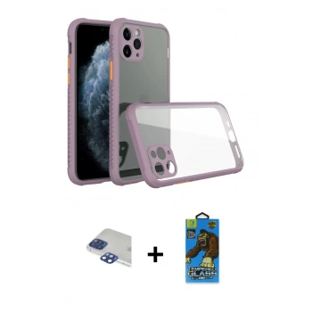 MARSİLYAN™- iPhone 11 Pro Max Kılıf Nova Asil Özel Seri - Siyah 18D Cam Ekran Koruyucu + Pers Alüminyum Kamera Lens - LT