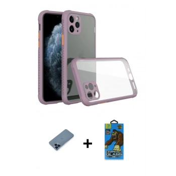 MARSİLYAN™- iPhone 11 Pro Max Kılıf Nova Asil Özel Seri - Siyah 18D Cam Ekran Koruyucu + Metal Kamera Lens Koruma Cam - MI
