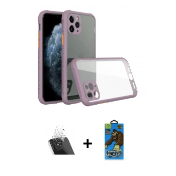 MARSİLYAN™- iPhone 11 Pro Max Kılıf Nova Asil Özel Seri - Siyah 18D Cam Ekran Koruyucu + Kamera Lens Koruma Cam - SF