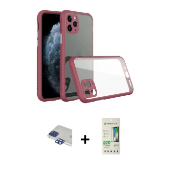 MARSİLYAN™- iPhone 11 Pro Max Kılıf Nova Asil Özel Seri - Siyah 20D Premium Cam Ekran Koruyucu + Pers Alüminyum Kamera Lens - LT