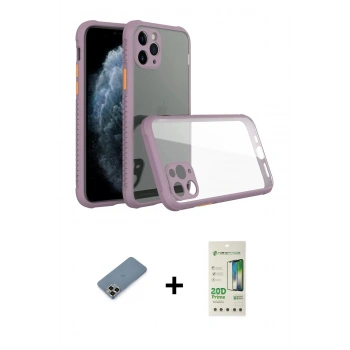 MARSİLYAN™- iPhone 11 Pro Max Kılıf Nova Asil Özel Seri - Siyah 20D Premium Cam Ekran Koruyucu + Metal Kamera Lens Koruma Cam - GD