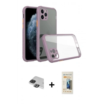MARSİLYAN™- iPhone 11 Pro Max Kılıf Nova Asil Özel Seri - Siyah 6D Mat Seramik Hayalet Nano Ekran Koruyucu + Pers Alüminyum Kamera Lens - SH