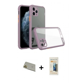 MARSİLYAN™- iPhone 11 Pro Max Kılıf Nova Asil Özel Seri - Siyah 6D Mat Seramik Hayalet Nano Ekran Koruyucu + Rainbow Kamera Lens Koruma Cam - GD