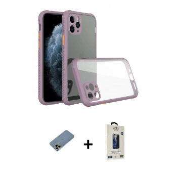 MARSİLYAN™- iPhone 11 Pro Max Kılıf Nova Asil Özel Seri - Siyah Bilvis Hayalet Cam Ekran Koruyucu + Shine Kamera Lens Koruma Cam - GD