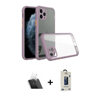 MARSİLYAN™- iPhone 11 Pro Max Kılıf Nova Asil Özel Seri - Siyah Bilvis Hayalet Cam Ekran Koruyucu + Kamera Lens Koruma Cam - SF