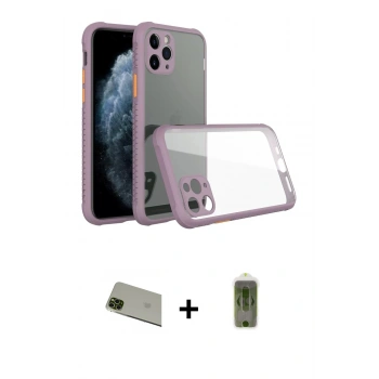 MARSİLYAN™- iPhone 11 Pro Max Kılıf Nova Asil Özel Seri - Siyah Joko Magic 5D Hayalet Cam + Rainbow Kamera Lens Koruma Cam - YL