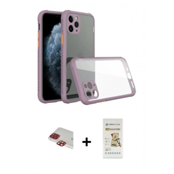 MARSİLYAN™- iPhone 11 Pro Max Kılıf Nova Asil Özel Seri - Siyah Mat Seramik Nano Ekran Koruyucu + Pers Alüminyum Kamera Lens - KI