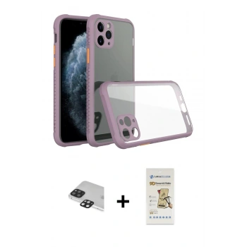 MARSİLYAN™- iPhone 11 Pro Max Kılıf Nova Asil Özel Seri - Siyah Mat Seramik Nano Ekran Koruyucu + Pers Alüminyum Kamera Lens - SH