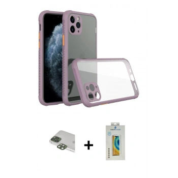 MARSİLYAN™- iPhone 11 Pro Max Kılıf Nova Asil Özel Seri - Siyah Polymer Nano Ekran Koruyucu + Pers Alüminyum Kamera Lens - YL