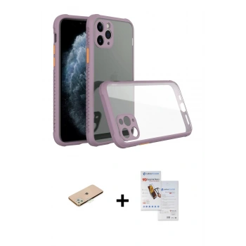 MARSİLYAN™- iPhone 11 Pro Max Kılıf Nova Asil Özel Seri - Siyah Seramik Nano Ekran Koruyucu + Renkli Kamera Lens Koruma Cam - YL