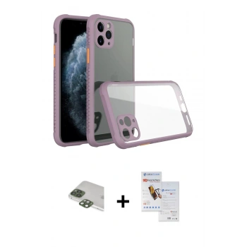 MARSİLYAN™- iPhone 11 Pro Max Kılıf Nova Asil Özel Seri - Siyah Seramik Nano Ekran Koruyucu + Pers Alüminyum Kamera Lens - YL